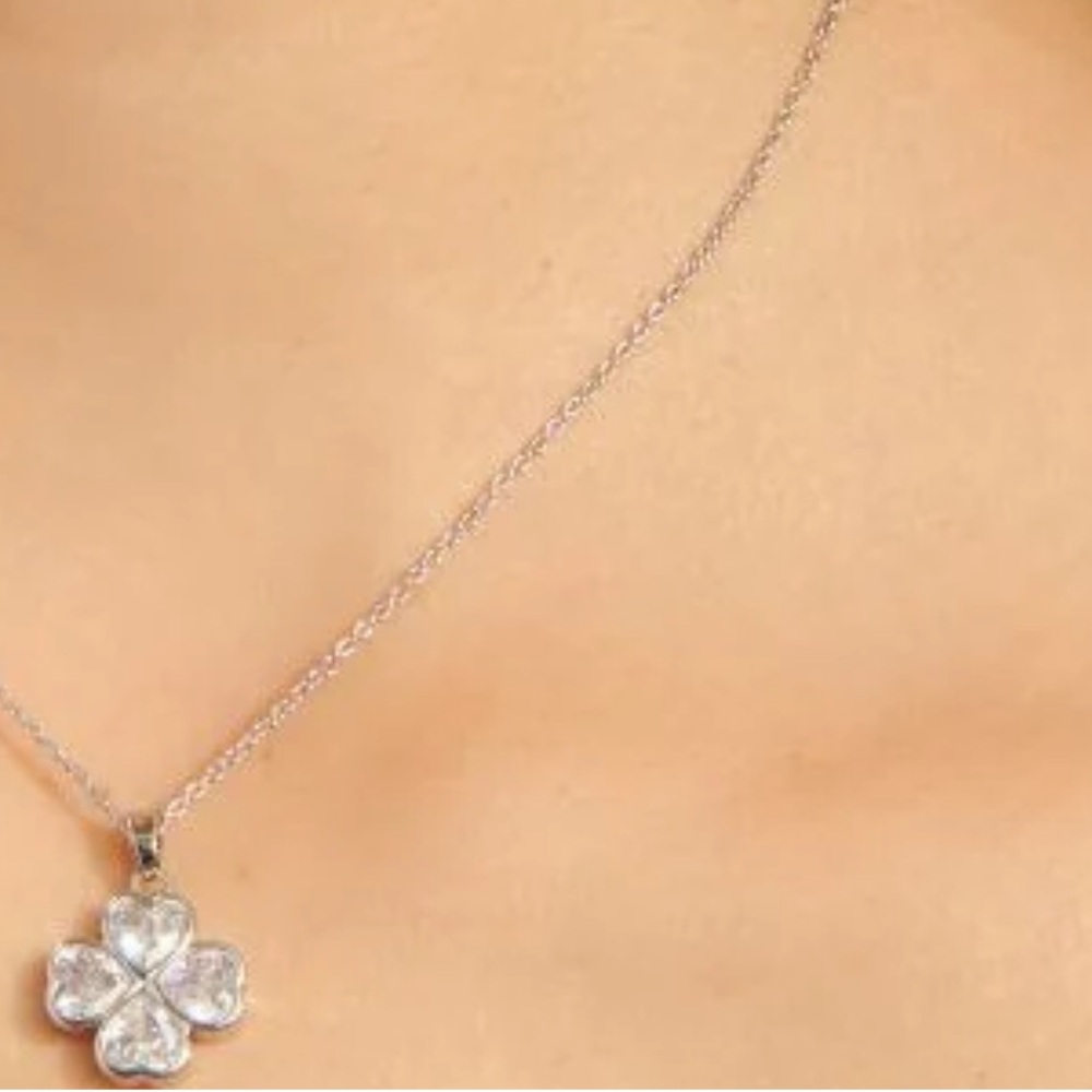 Adornia Adjustable Clear Crystal Heart Clover Necklace - Picture 4 of 6